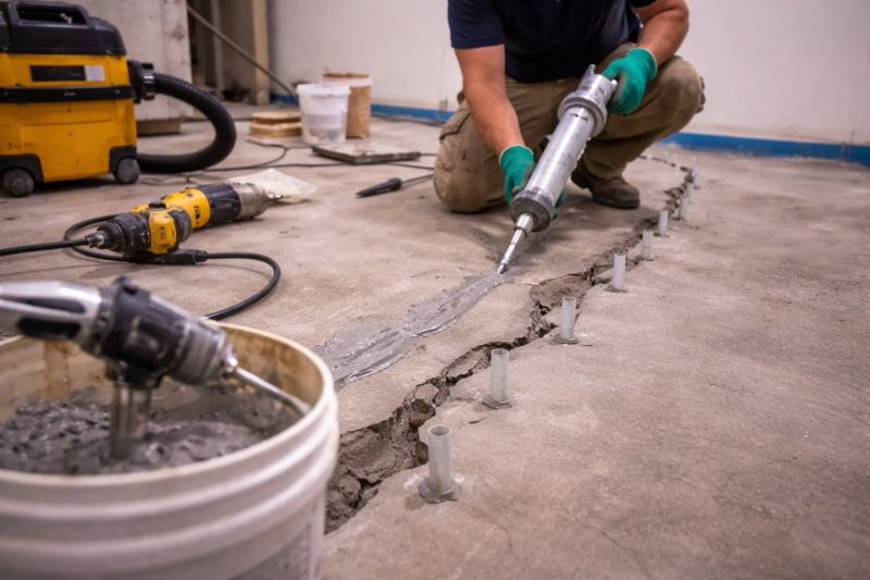 Cracked Basement Floor Repair in Hanover, MA