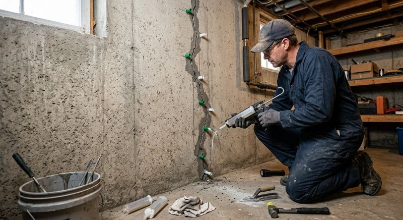 Cracked Basement Floor Repair in Hanover, MA