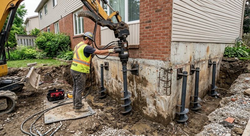 Helical Pile Installation in Hanover, MA
