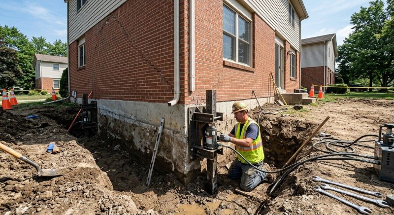 Sinking Foundation Repair in Norwell, MA